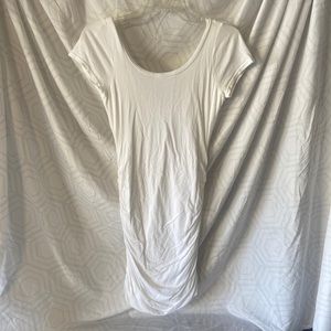 Splendid, XS ruched fitted white T-shirt dress (no tags but unworn)